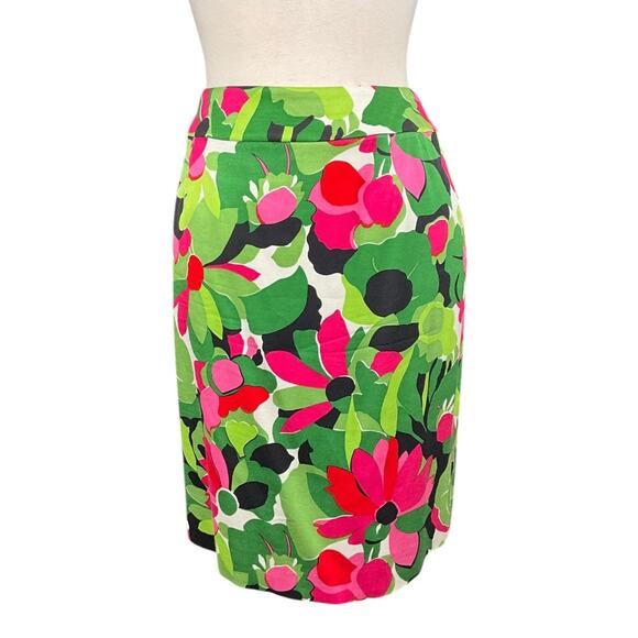 Talbots Womens Floral A-Line Slit Lined Knee Silk Blend Bloomcore Size 10 Green - Picture 1 of 12